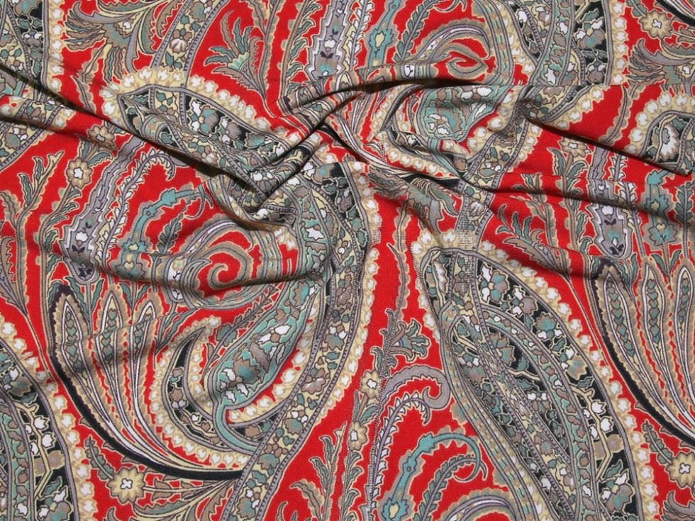 Red Deadstock Ity Silky Stretch Knit Fabric