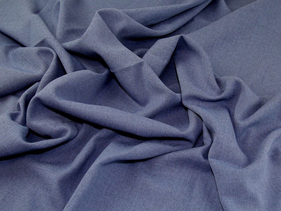 Blue Deadstock Tweed Polyester Suiting Fabric