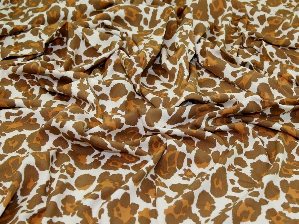 Tan & Cream Deadstock Viscose Challis Fabric