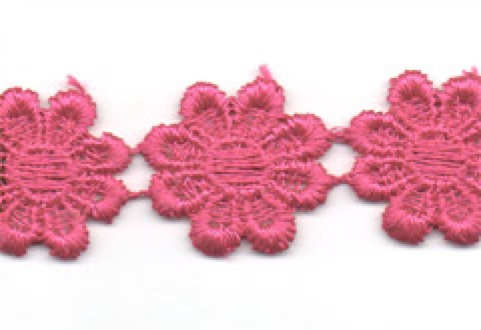 Essential Trimmings Cerise Pink Guipure Lace Trim