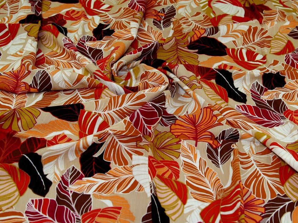 John Louden Red Rayon Crinkle Crepe Fabric