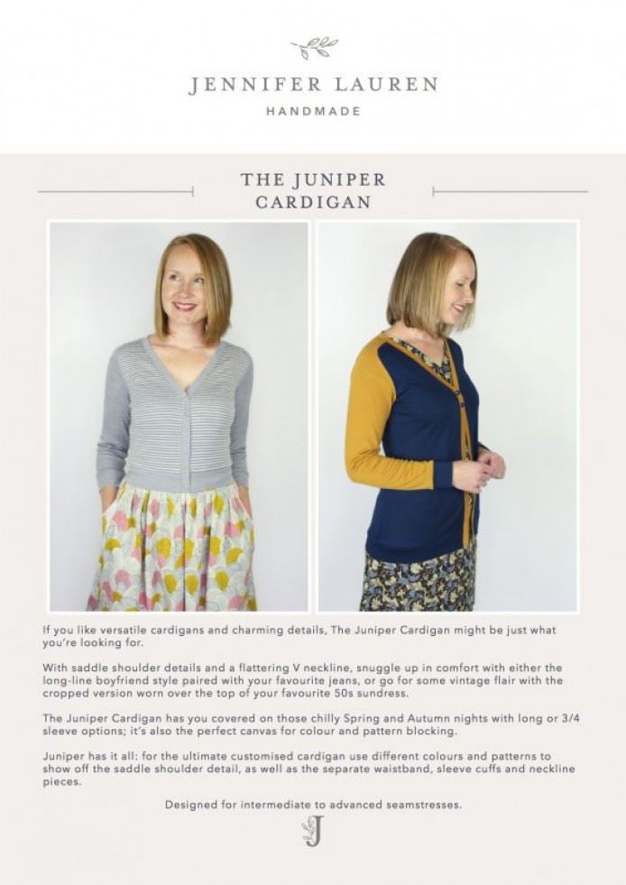 Jennifer Lauren Handmade Sewing Pattern Juniper Cardigan