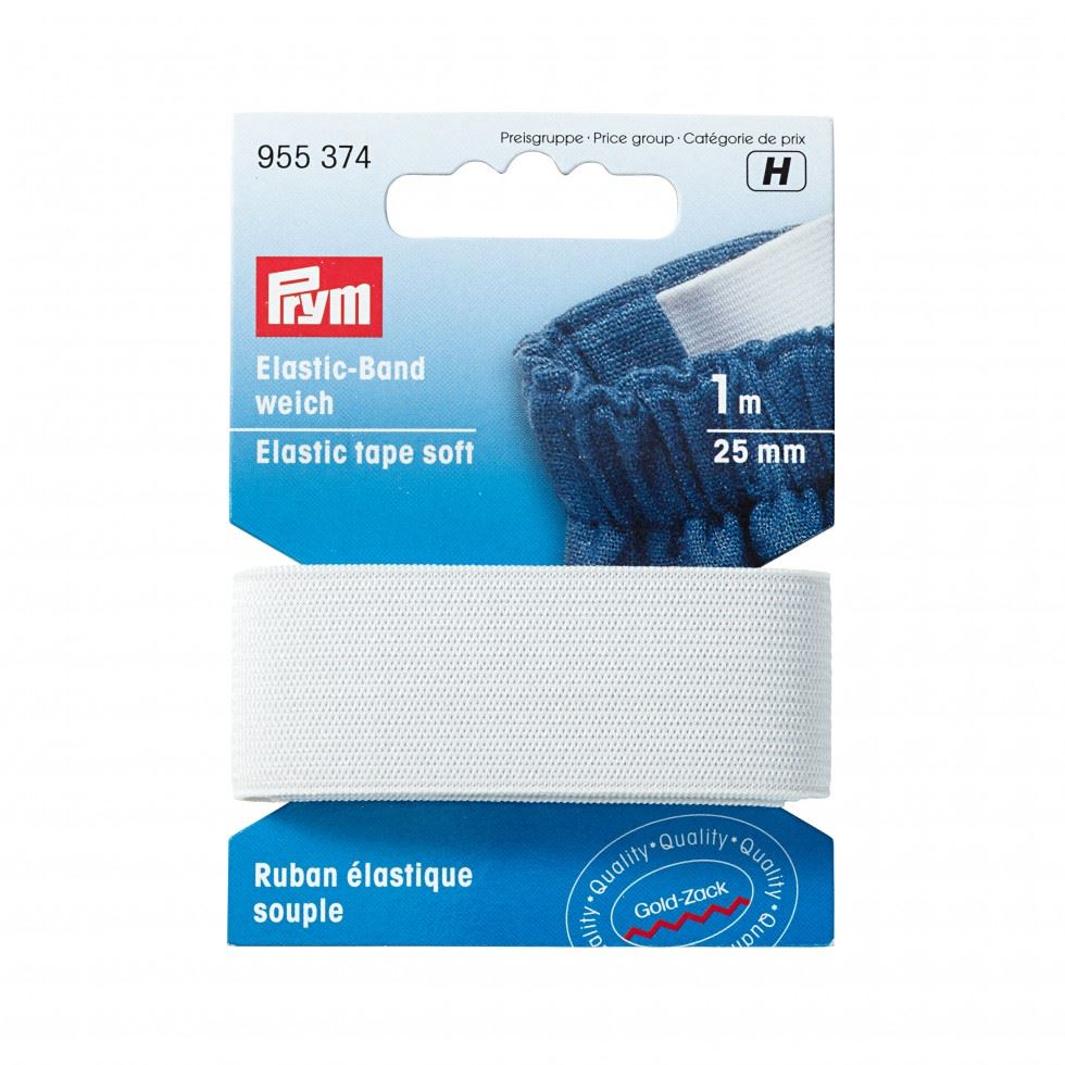 Prym Elastic Band Gummi weich weiß 25mm 1m
