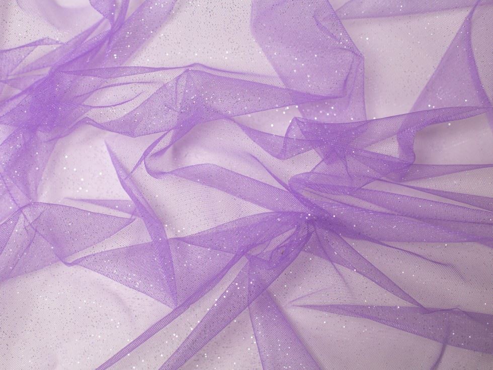 Minerva Core Range Glitter Tulle Net Fabric Lilac
 