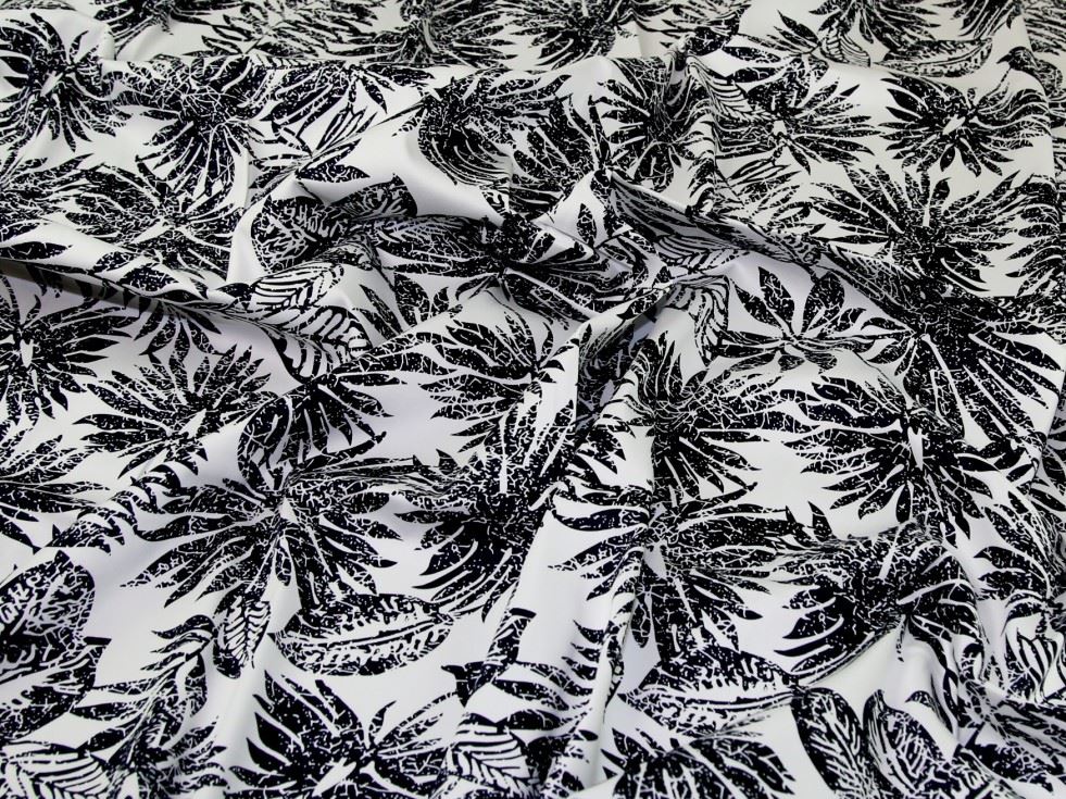 Navy On White Deadstock Woven Stretch Cotton Sateen Fabric