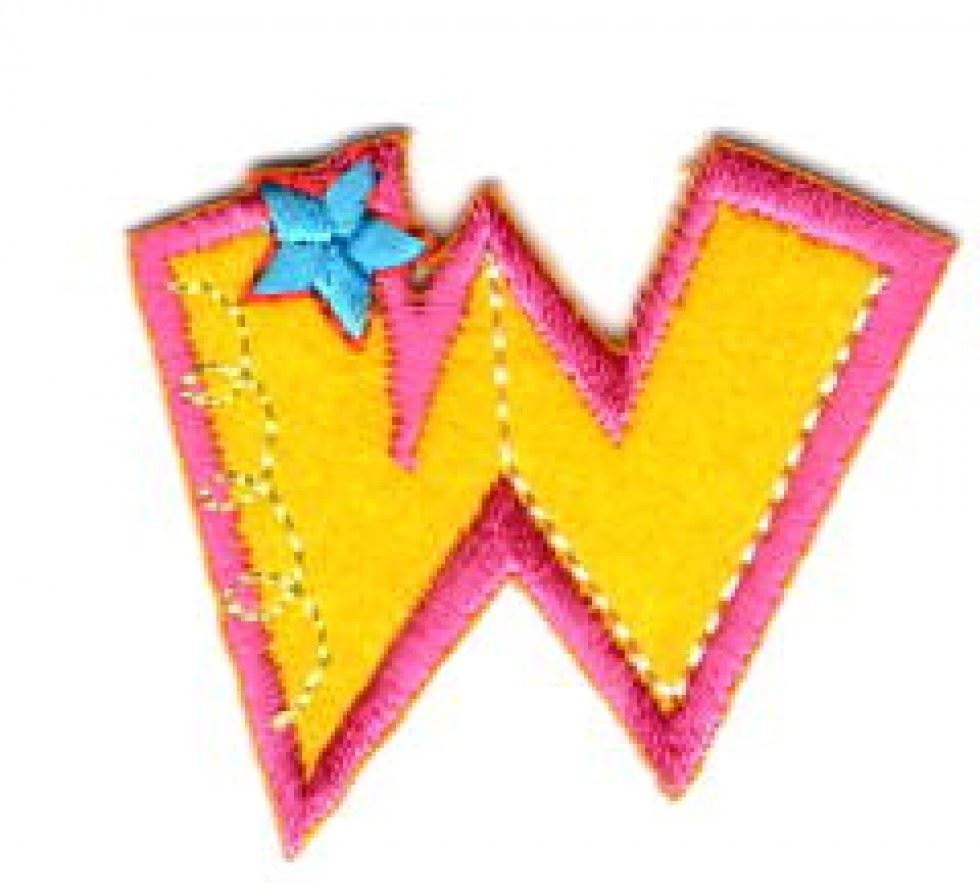 Alphabet Patch Motif Assorted Colours: Letter W