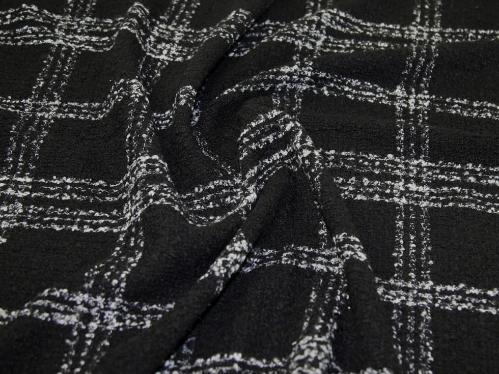 Textured Wool Coating Fabric Black & Grey
 