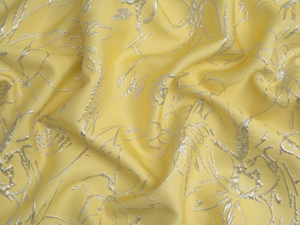 Minerva Core Range Chloe Textured Woven Brocade Fabric Lemon
 