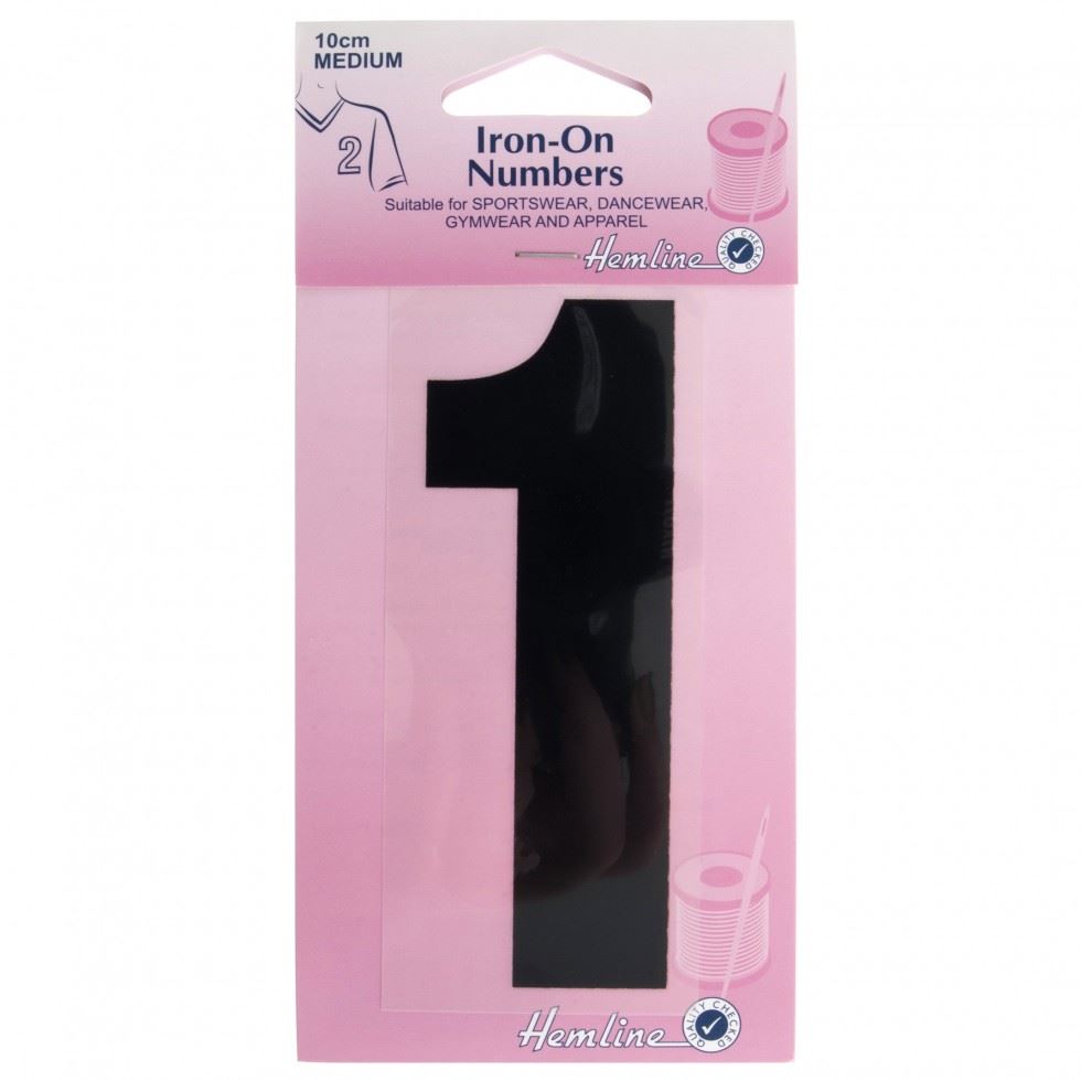 Hemline Black Number 1 Number Patch Motif