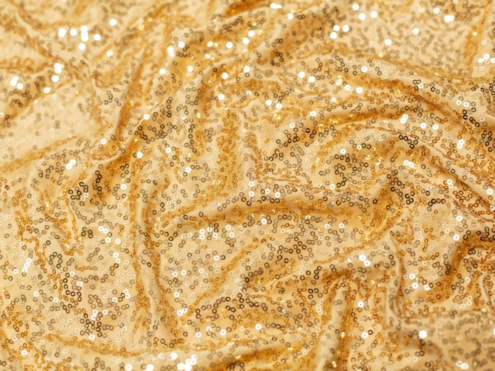 Minerva Core Range Sequin ITY Silky Stretch Knit Fabric Gold
 