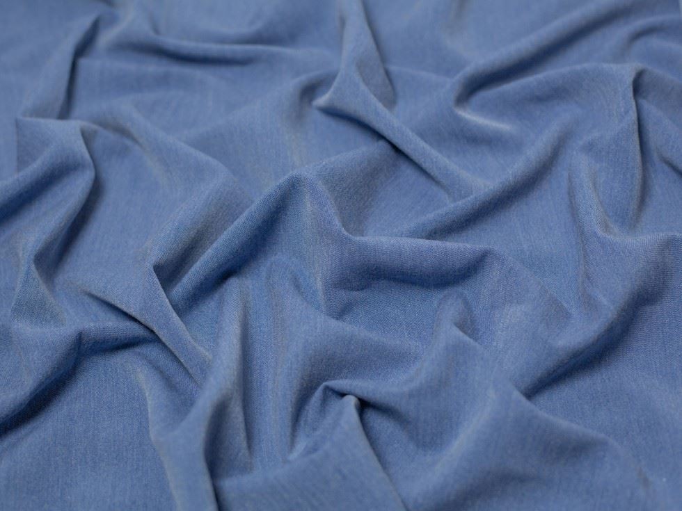 Minerva Core Range Denim Blue Poly Viscose Stretch Woven Suiting Fabric