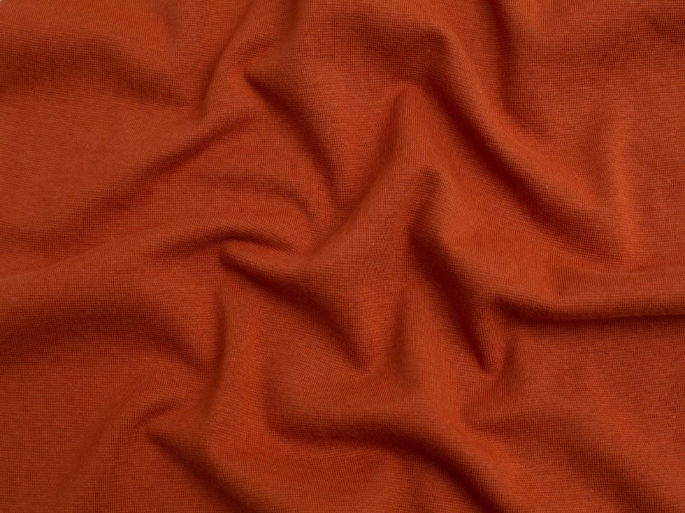 Minerva Core Range Rust Organic Tubular Ribbing Stretch Knit Fabric