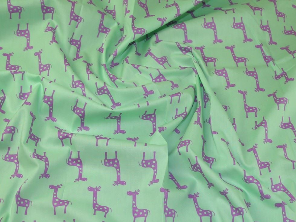Mint & Purple Deadstock 100% Cotton Poplin Fabric