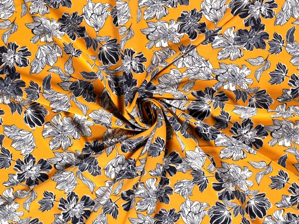 Stretch Woven Polyester Crepe Fabric Yellow