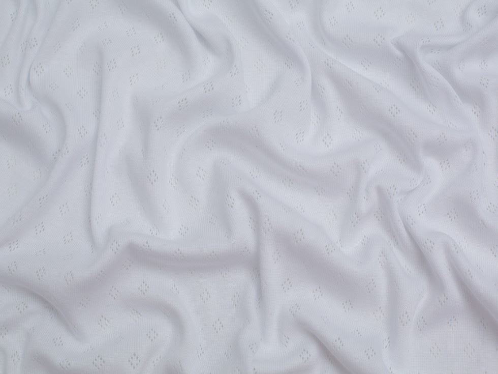 Minerva Core Range White Pointelle Jersey Stretch Knit Fabric