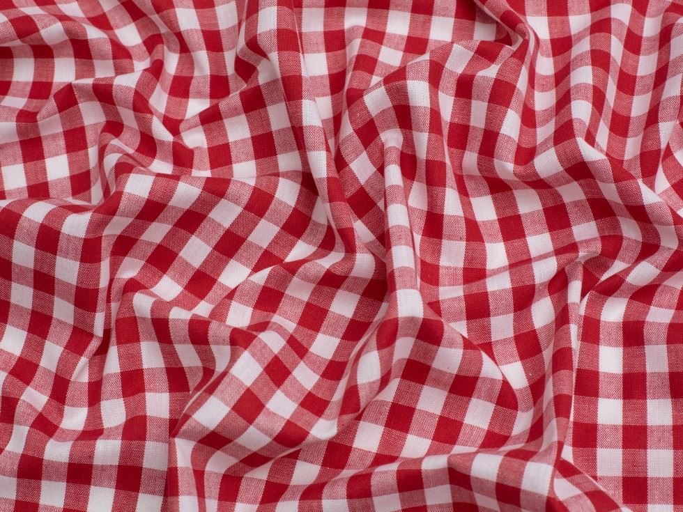 Minerva Core Range 3/8 inch 100% Cotton Gingham Fabric Red
 