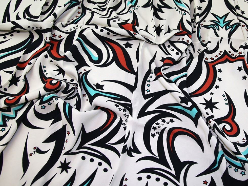 Lady Mcelroy Multicoloured Viscose Crepe Fabric