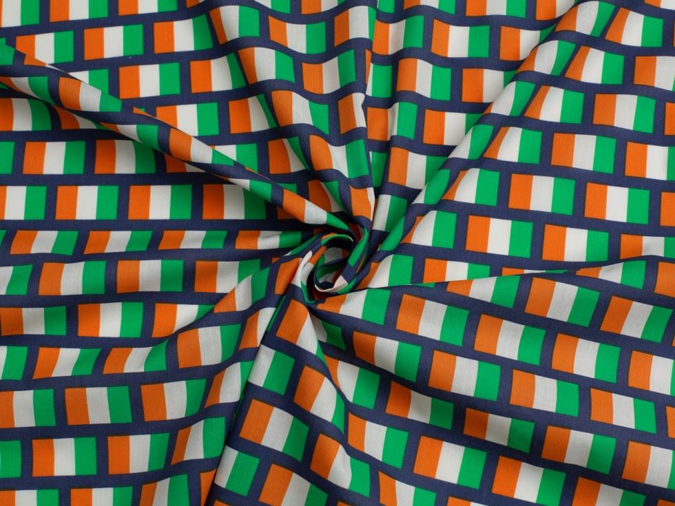 Printed Polycotton Fabric Multicoloured
 