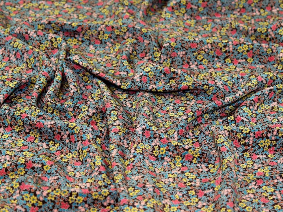 Liberty London Mahogany Emilias Bloom Kensington Silk Crepe De Chine Fabric