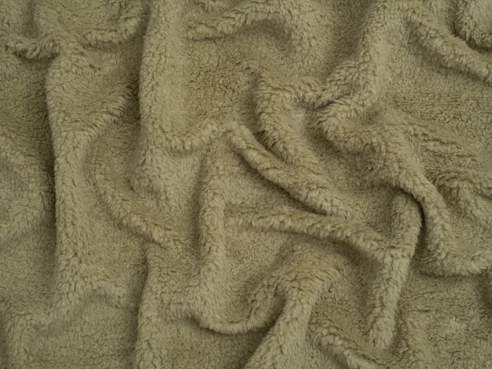 Minerva Core Range Baby Soft Sherpa Fleece Fur Fabric Khaki
 