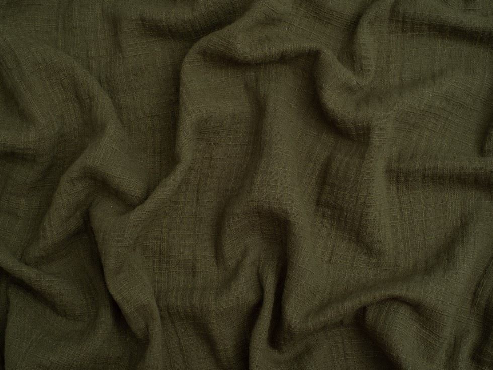 Minerva Core Range Slub Cotton Double Gauze Fabric Army Green
 