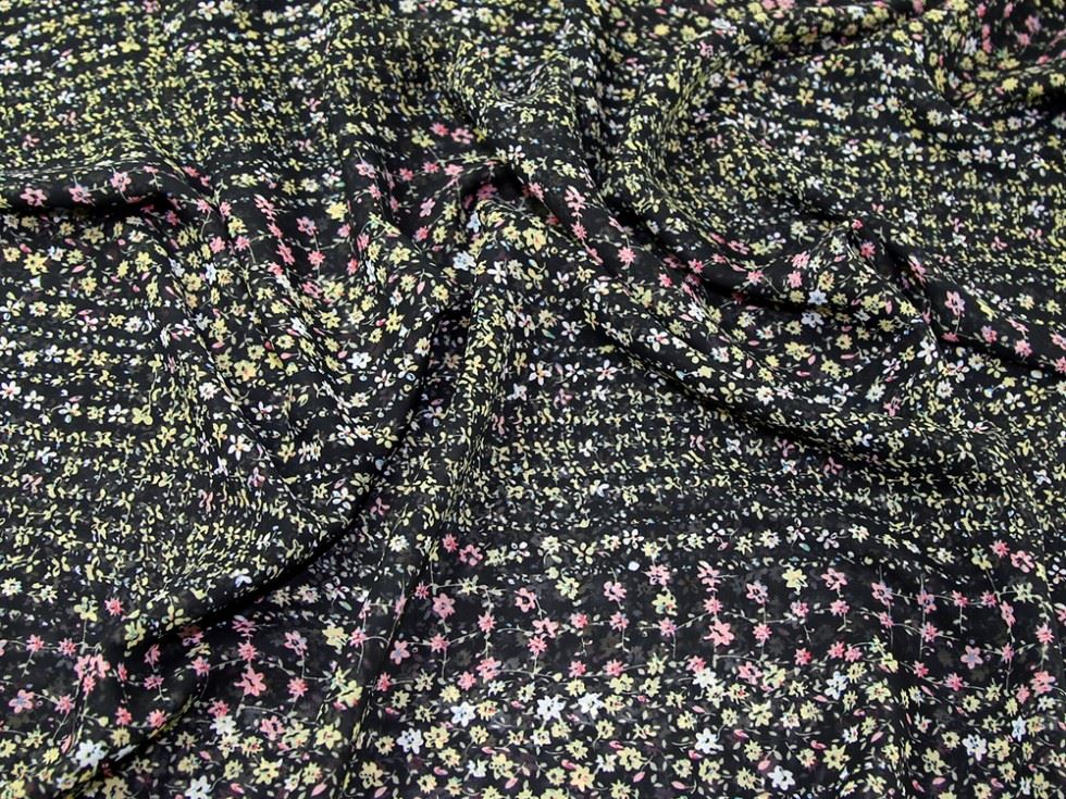 Black Deadstock Sheer Chiffon Fabric