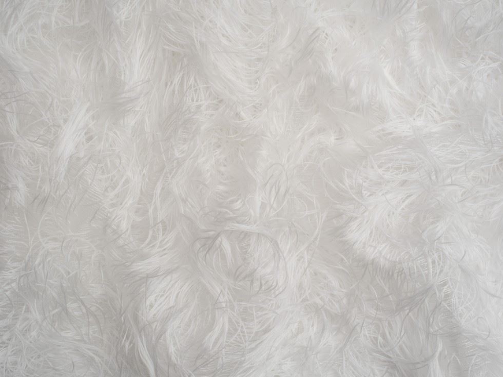 Minerva Core Range Arabella Eyelash Tassel Fringe Organza Fabric Ivory
 