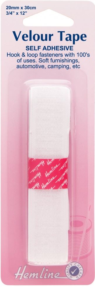 Hemline White Stick On Velcro