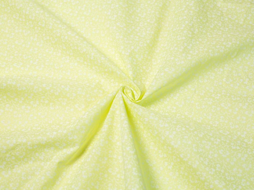 Minerva Core Range Lemon Yellow Printed Polycotton Fabric