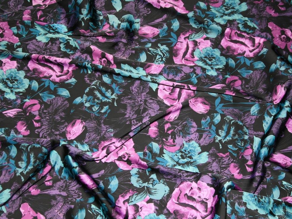 John Kaldor Ursula Stretch Woven Sateen Fabric Purple & Turquoise
 