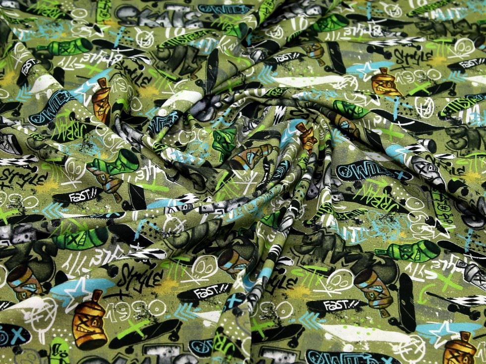John Louden Olive Cotton Jersey Stretch Knit Fabric