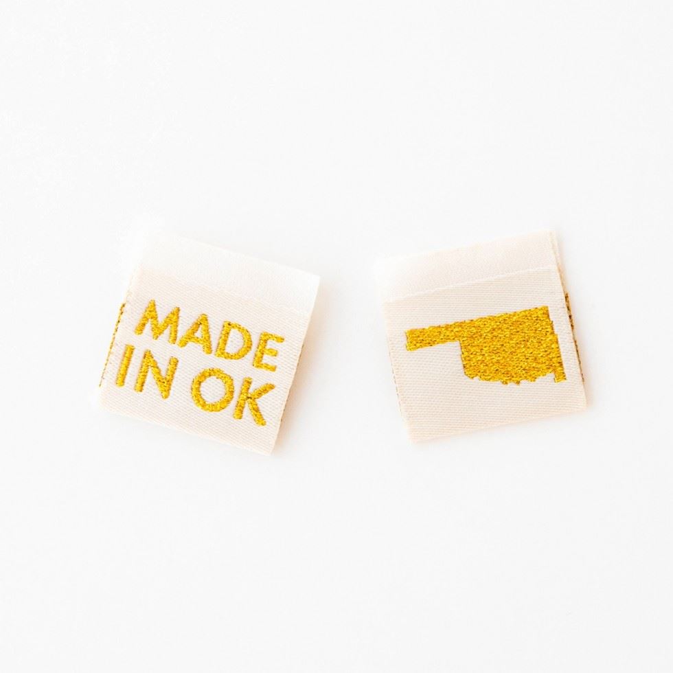 Sarah Hearts Made In My State Gold Woven Labels Oklahoma
 