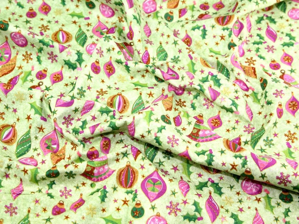 Deadstock 100% Cotton Fabric Pink Green Gold
 