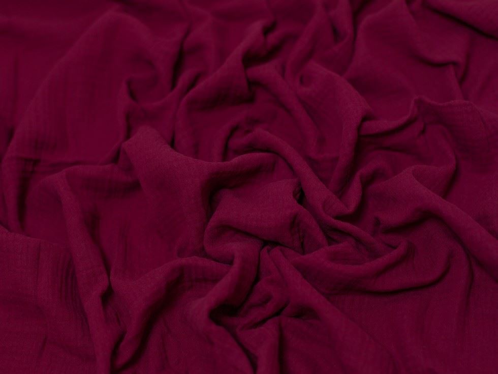 Minerva Core Range Bordeaux Cotton Double Gauze Fabric