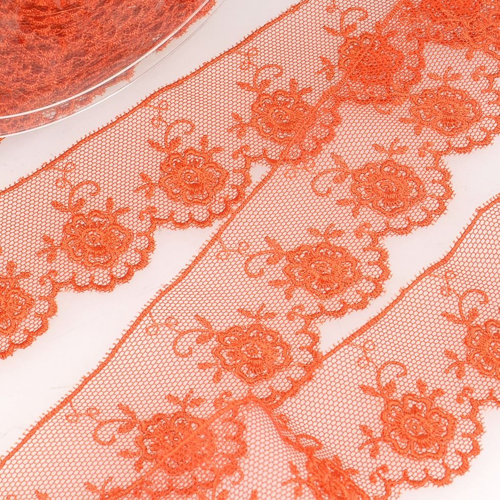Stephanoise Valenciennes Lace Trim Orange
 