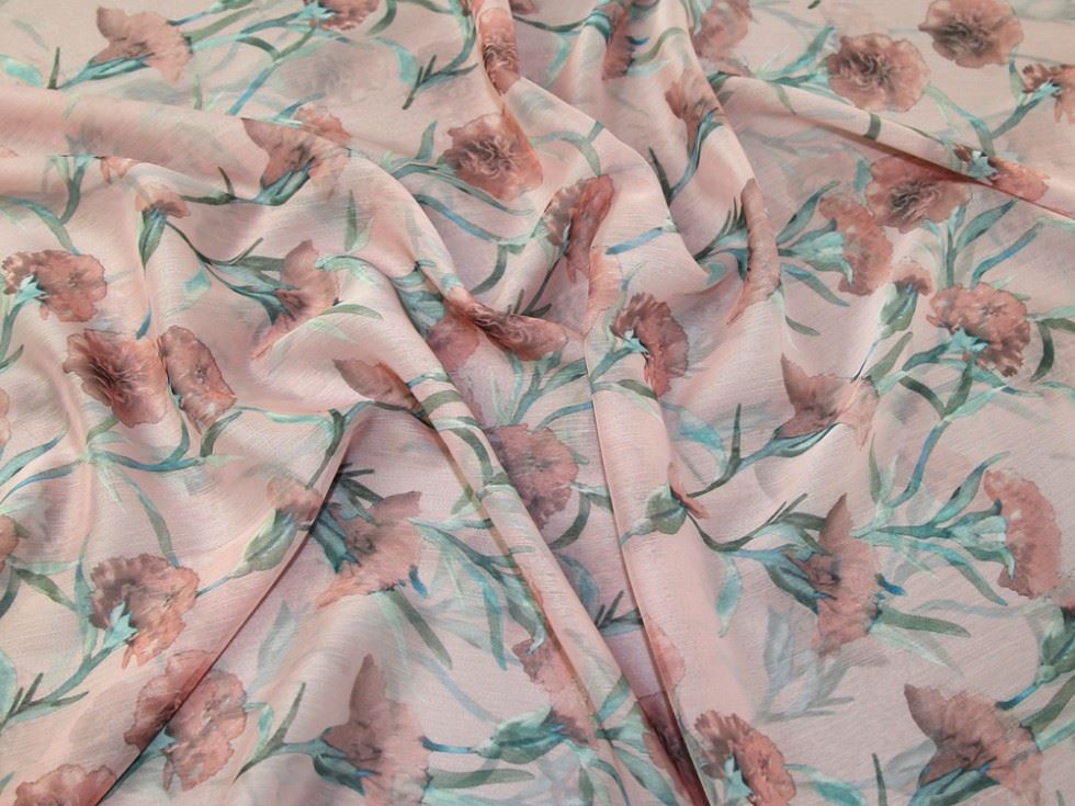 Deadstock Riva Crinkle Sheer Chiffon Fabric Pink
 