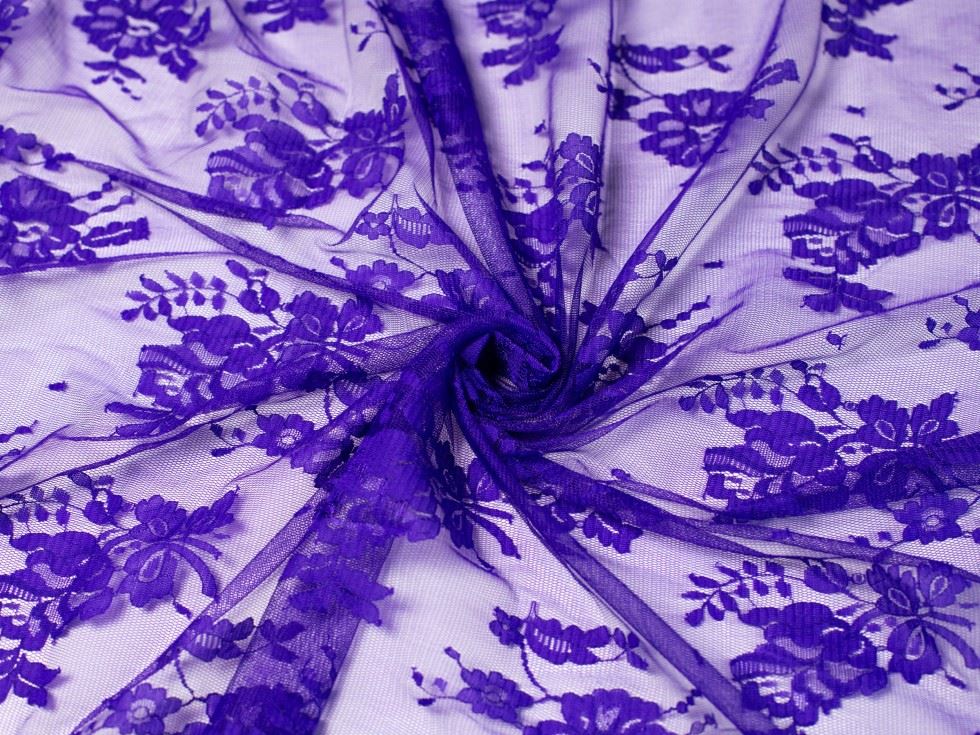Violet Deadstock Chantilly Tulle Lace Fabric