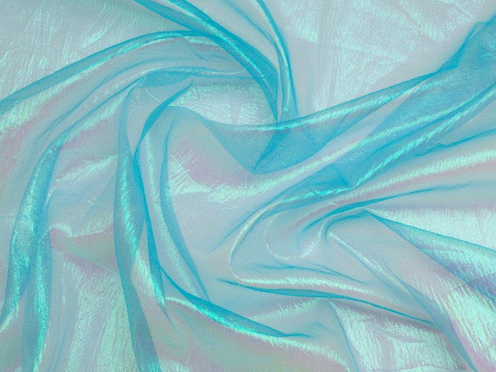 Minerva Core Range Rainbow Crystal Organza Fabric Turquoise
 