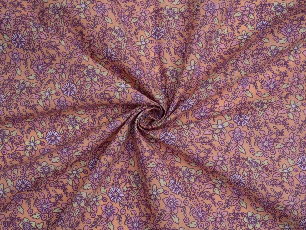 Peach Printed Polycotton Fabric