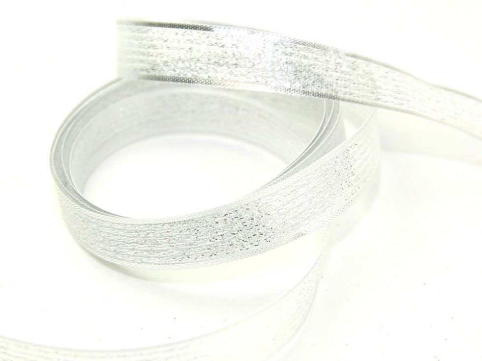 Metallic Lame Stripe Ribbon Silver
 