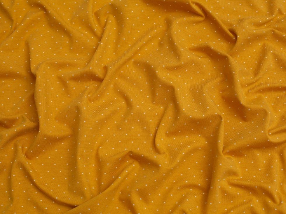 Mustard Pindot Cotton Jersey Stretch Knit Fabric