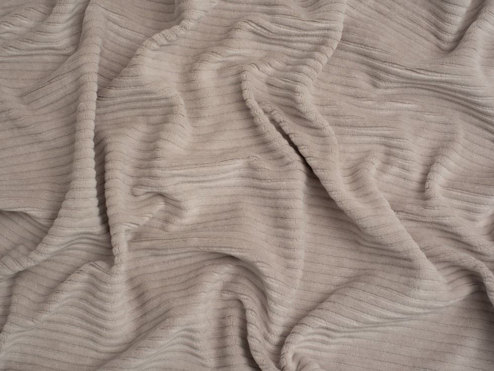 Minerva Core Range 4 Wale Velour Rib Stretch Knit Cord Fabric Fawn
