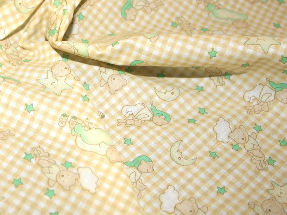 Cream Printed Polycotton Fabric