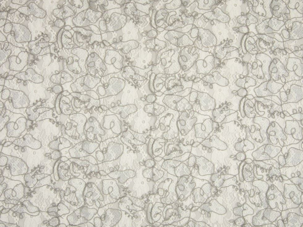 Taupe Deadstock Embroidered Lace Fabric