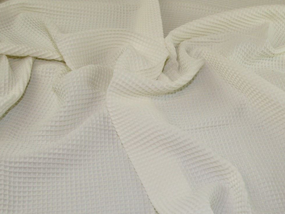 John Louden Ivory Cotton Waffle Fabric