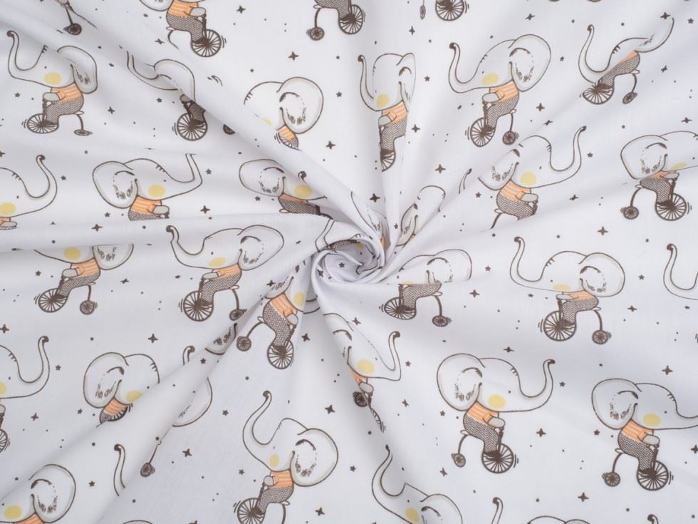 White Printed Polycotton Fabric