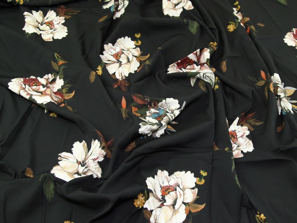 Lady Mcelroy Black Loretta Stretch Woven Viscose Fabric