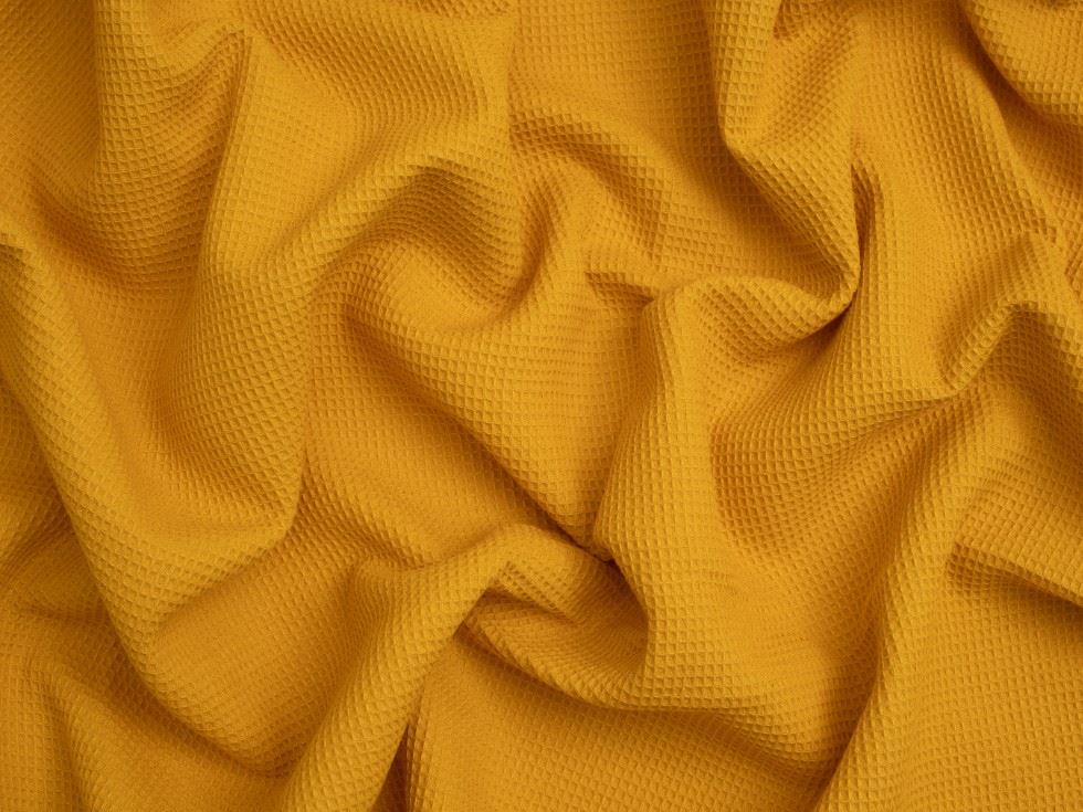 Minerva Core Range Ochre Mini Cotton Waffle Fabric