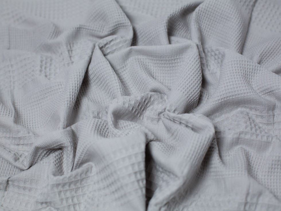 Textured Cotton Waffle Fabric Light Grey