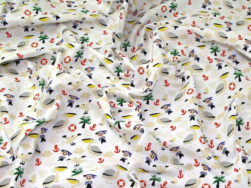 Printed Polycotton Fabric White
 